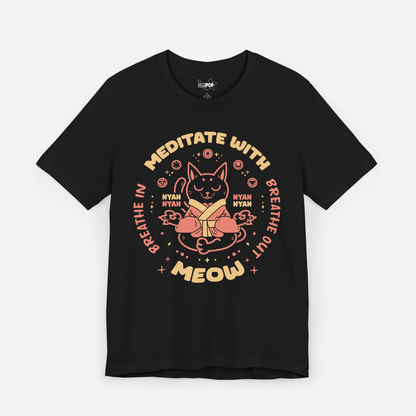 Meditate With Me-ow, Kawaii Cat Guru Unisex T-Shirt