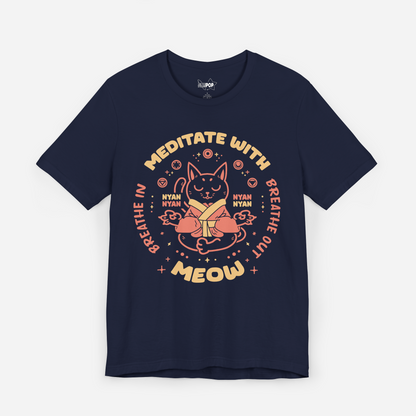 Meditate With Me-ow, Kawaii Cat Guru Unisex T-Shirt